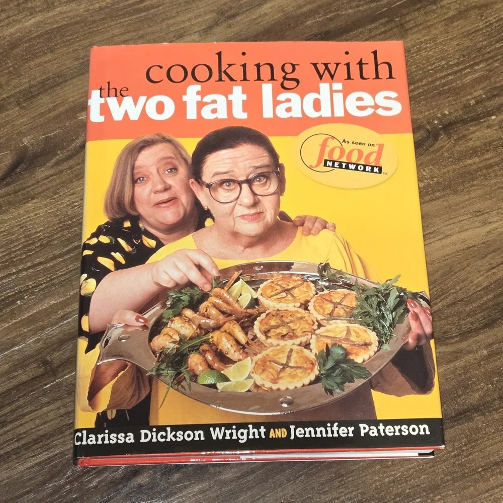 Vintage 1996 Cooking with the Two Fat Ladies Cookbook The Food Network Hardcover
